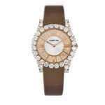 Roberto Era Watch With Brown Silk Leather Strap Crystal 32mm