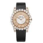 Roberto Era Watch With Black Silk Leather Strap Crystal 32mm