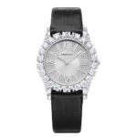 Roberto Era Watch With Black Silk Leather Strap Crystal 32mm