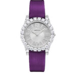 Roberto Era Watch With Purple Silk Leather Strap Crystal 32mm