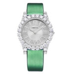 Roberto Era Watch With Green Silk Leather Strap Crystal 32mm