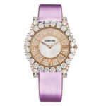 Roberto Era Watch With Pink Silk Leather Strap Crystal 32mm